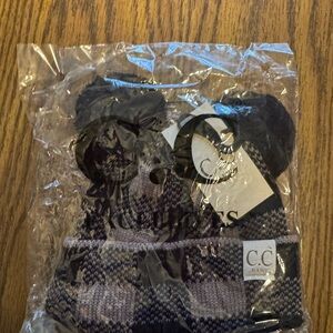 C.C Baby Knit Hat with Bear Ears - Black and Gray